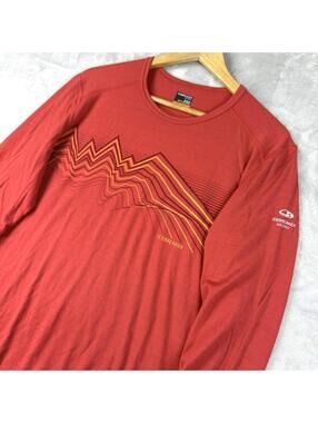 Icebreaker Merino 200 Wool Base Layer Shirt Orange Outdoor SizeL Bodyfit Outdoor